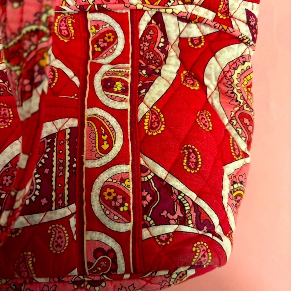 Vera Bradley Rosie Posie Red Pink Small Tote Bag / Shoulder Purse with Pockets - Picture 5 of 15